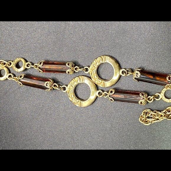 Sarah Coventry goldtone brown gems with removable lariat necklace - Picture 9 of 14